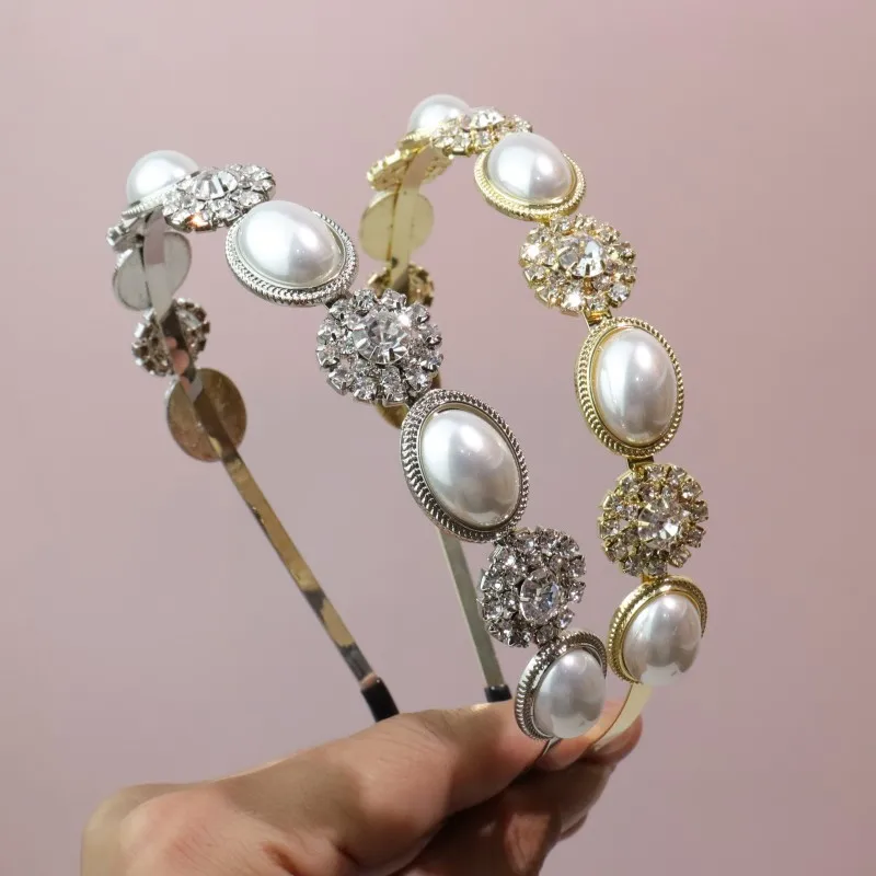 

Korean New Retro Chic Versatile Baroque Pearl Rhinestone Headband