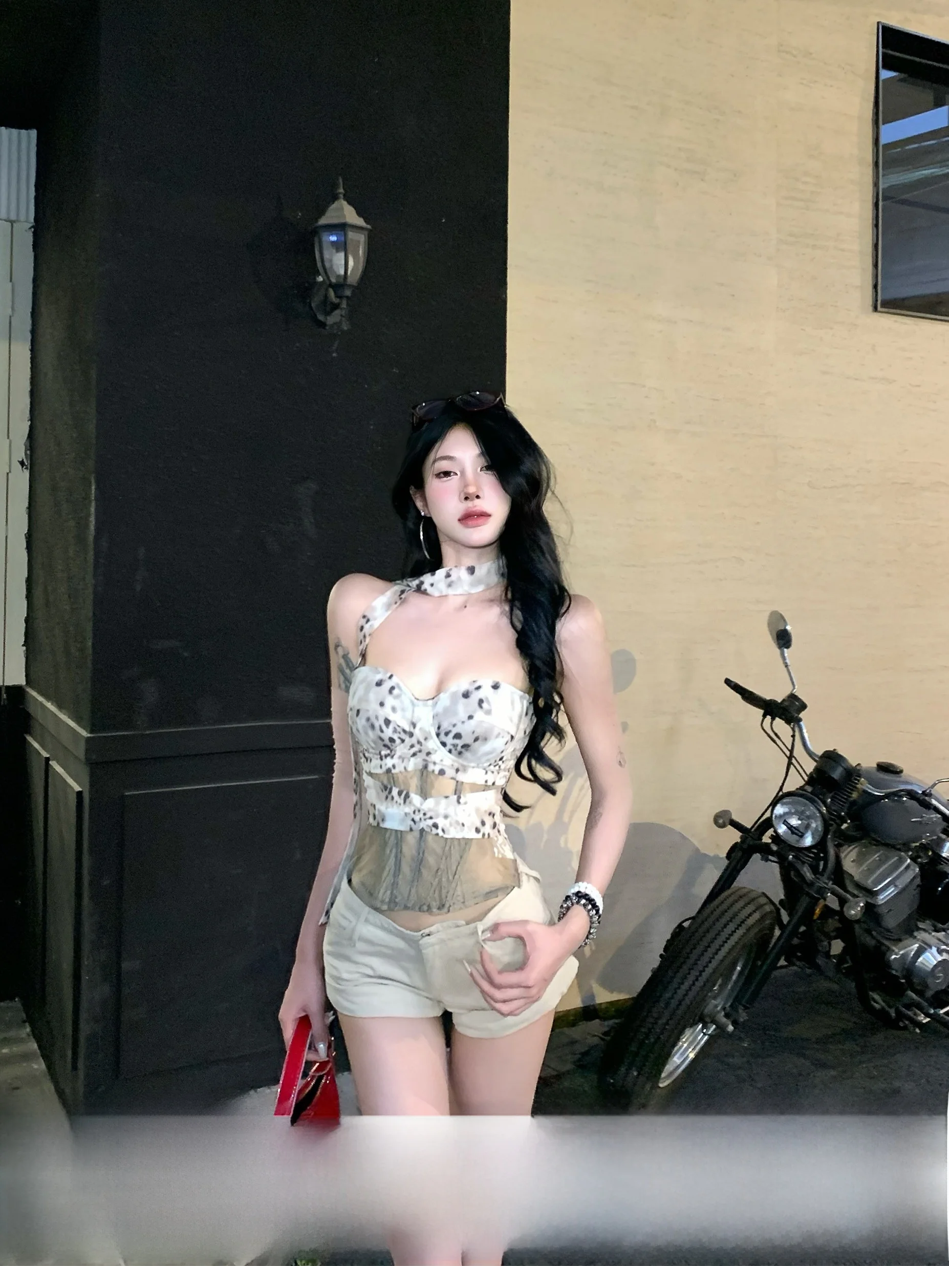

Hot Girl Leopard Print Tube Top Women's Svel Patchwork Vest Fibone Design Summer Faion Casual Outerwear Zipper