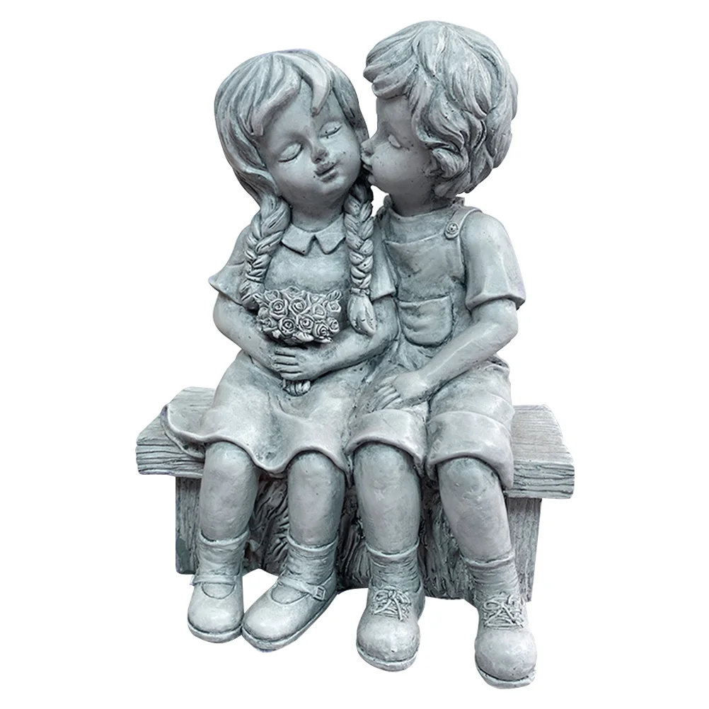 Girls Boy Ornaments Kissing Decors Garden Unique Children’s Toys Home Kids Supply Resin Decoration for Craft Figures Figurines