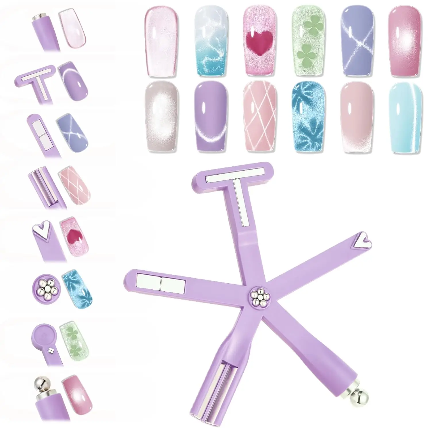 

8-in-1 Cat Eye Nail Magnet Tool - Multi-Effect Magnetic Wand for Stunning Nail Art Designs