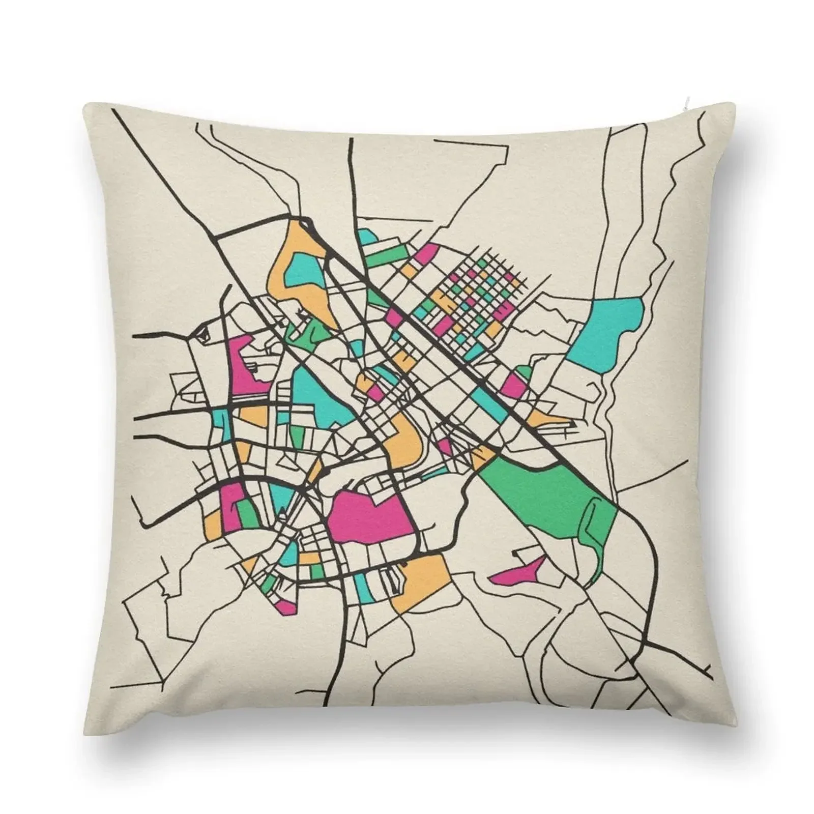 Baghdad, Iraq Street Map Throw Pillow Sofa Cushion Rectangular Cushion Cover home decor items pillow