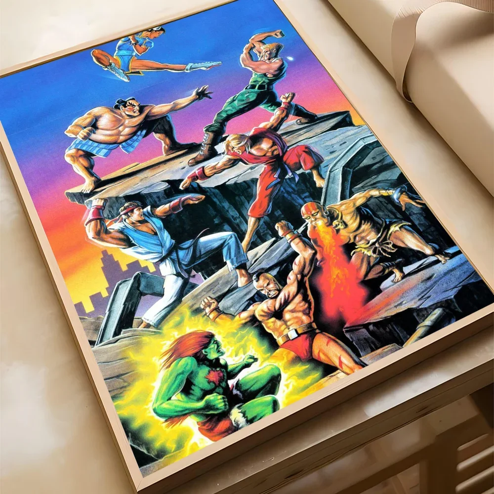 1PC Street Fighter Fighting Games Poster Movie Sticky Poster Retro Kraft Paper Sticker Room Bar Cafe Aesthetic Art Wall Painting