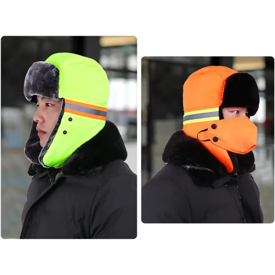 رجل الشتاء الحراري الصياد قبعة الروسية Ushanka تزلج الصيد أبي قبعة الأذن اللوحات دراجة نارية الدراجات قناع المرأة الدافئة الفراء قبعة الثلج #4