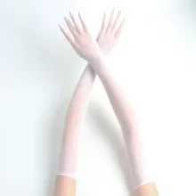 

solid color long tube stockings gloves ultra-thin five finger seamless anti hook silk long transparent etiquette gloves suns
