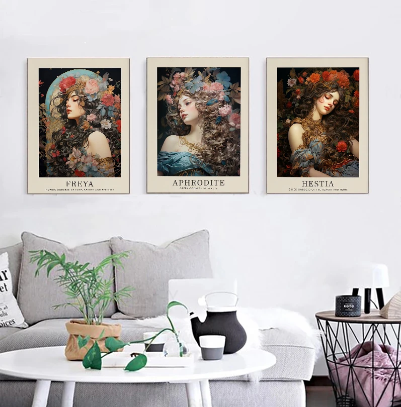 Greek Goddess of Beauty Mythology Poster Art Nouveau Print Divine Feminine Canvas Painting Venus Wall Art Living Room Home Decor