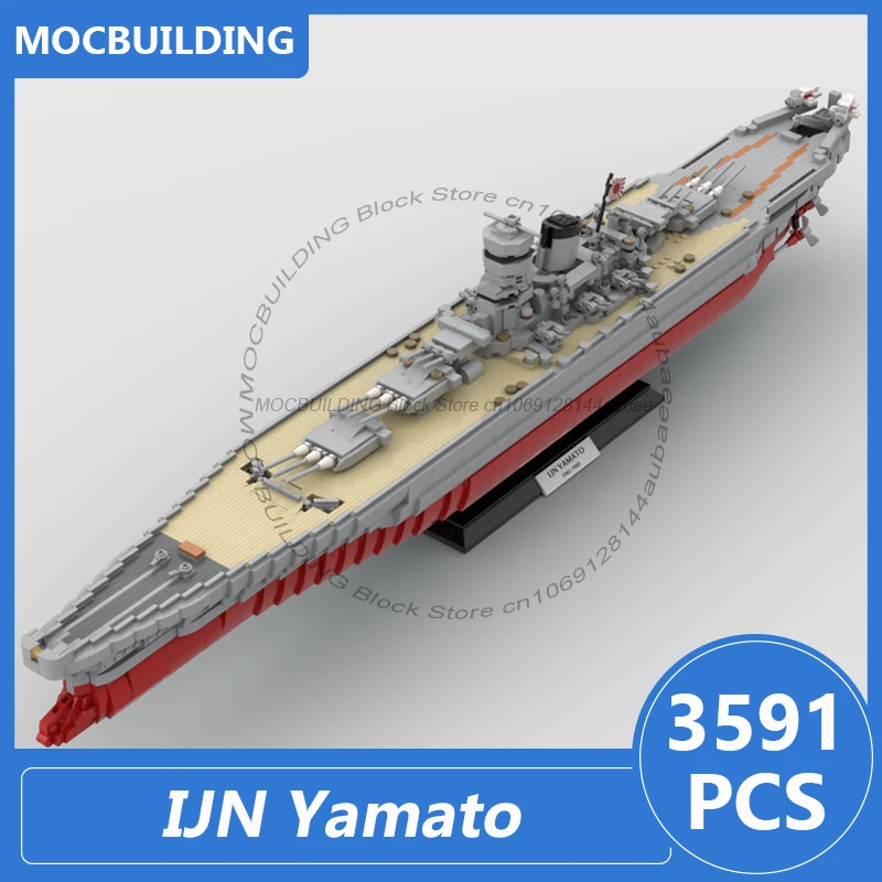 IJN Yamato Battleship 1:300 Scale Model Moc Building Blocks Diy Assemble Bricks Boat Educational Creative Toys Gifts 3591PCS