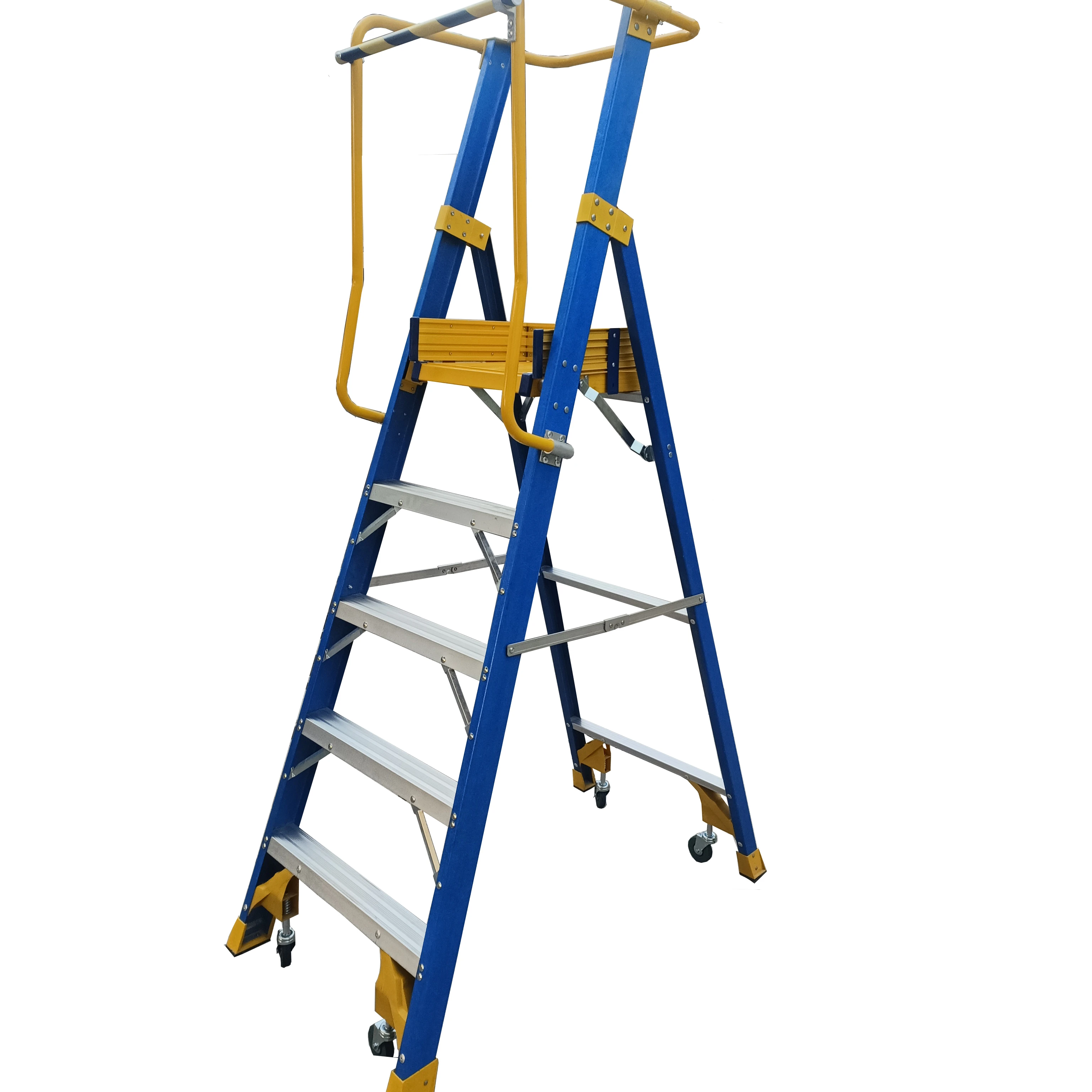 Electrical Fiberglass Insulated Universal Wheel Platform Ladder Thickened Self-Locking Folding Safety Engineering Tool