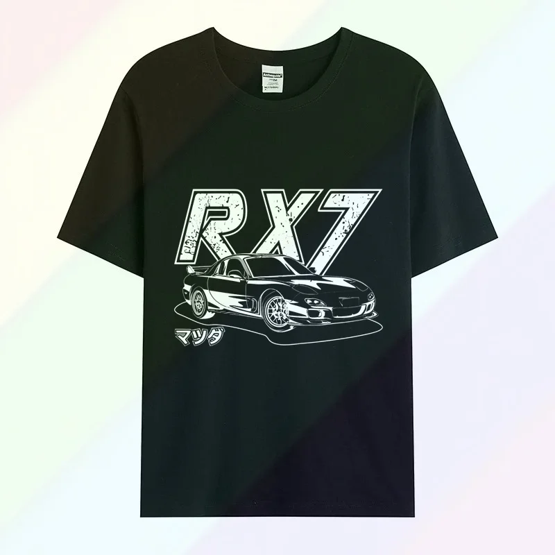 

Initial D JDM T-shirt Vintage RX7 FD Drift Japanese Cars T Shirt Men Streetwear Cotton Graphic Clothing Oversized Tshirt