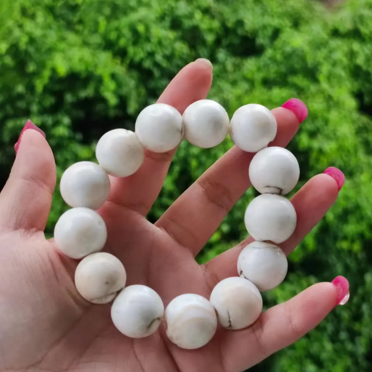 1pcs/lot Precious Deep Sea Shell Buddhist Seven Treasures White Ball Bead Bracelet 18mm natural accessories gem jewelry collect