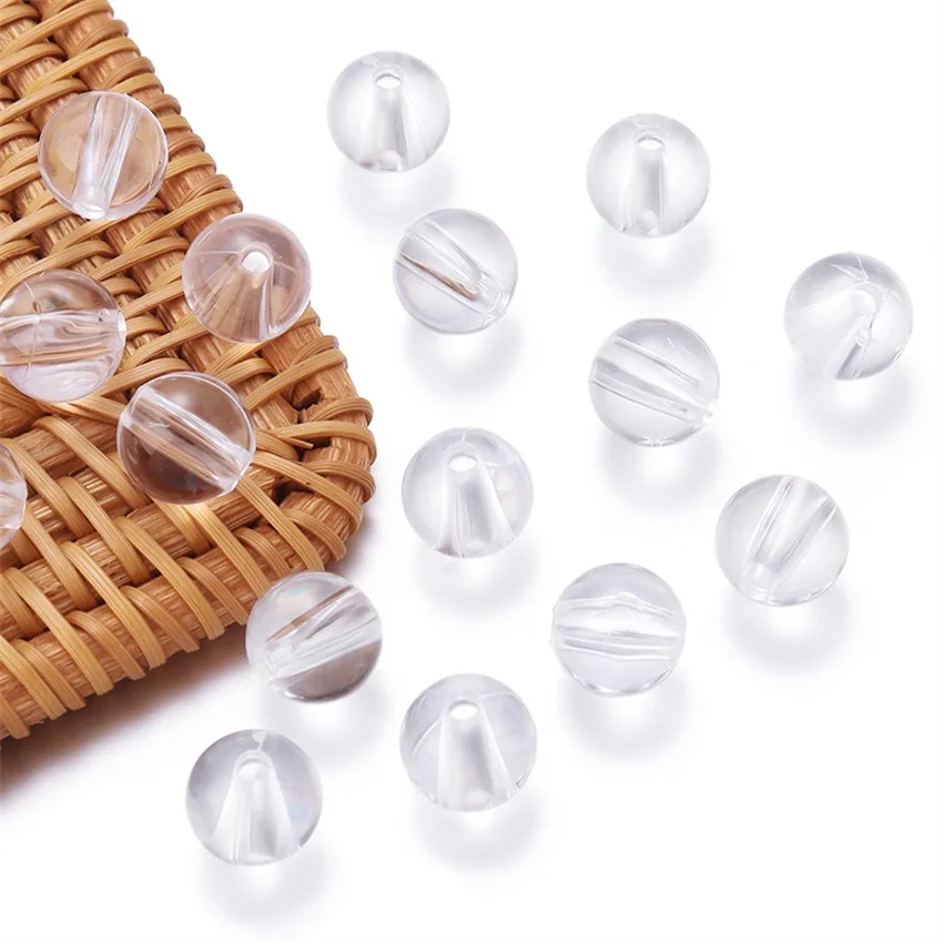20-300pcs Transparent White Round Ball Shape Acrylic Beads For Jewelry Making Bracelet Necklace Curtain Decorative Accessories