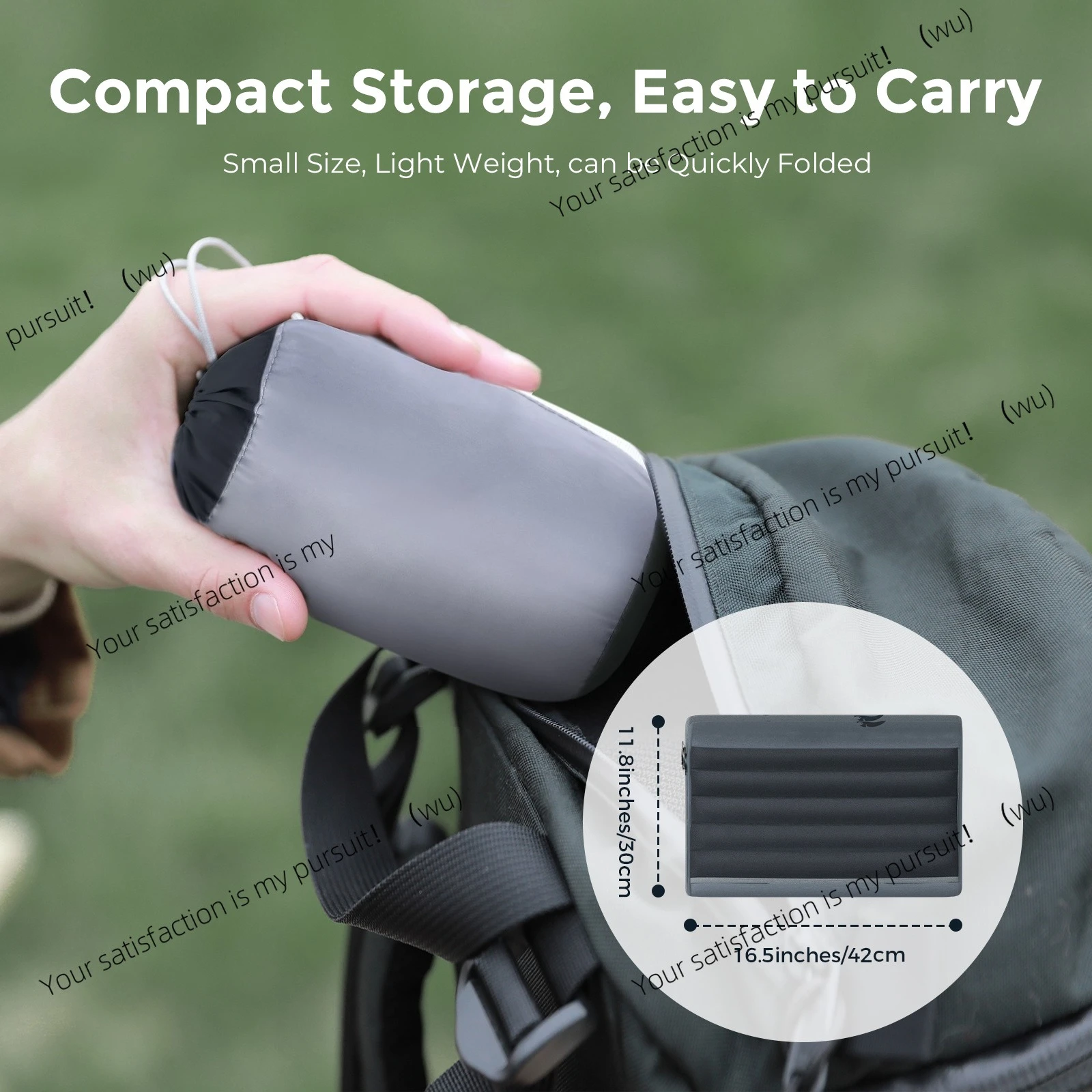 Inflatable camping pillow, ergonomic pillow for travel and home, light and washable