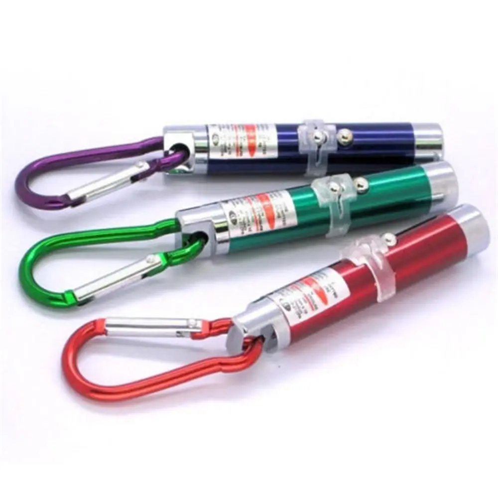 Three-in-one mini flashlight + led flashlight portable carabiner flashlight red laser