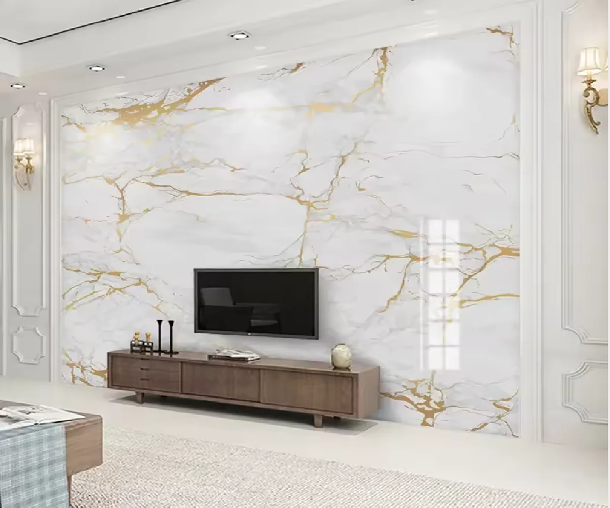 Photo Wallpaper Modern Simple White Marble Texture Murals Living Room TV Sofa Bedroom Background Wall Decor Luxury Wallpaper 3D