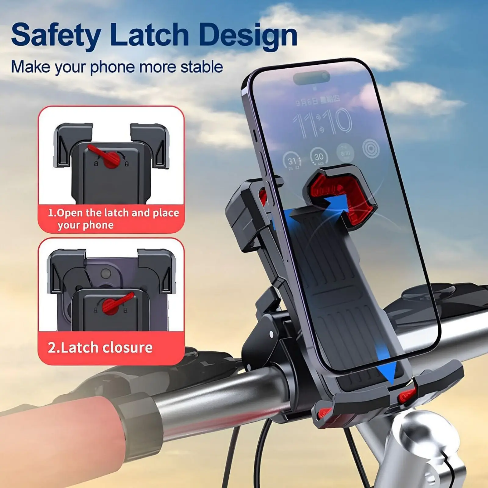 

360° Rotation Adjustable Mobile Phone Holder For Motorcycle Bicycle Handlebar Stand MTB GPS Phone Bracket Mount Bike Accessories