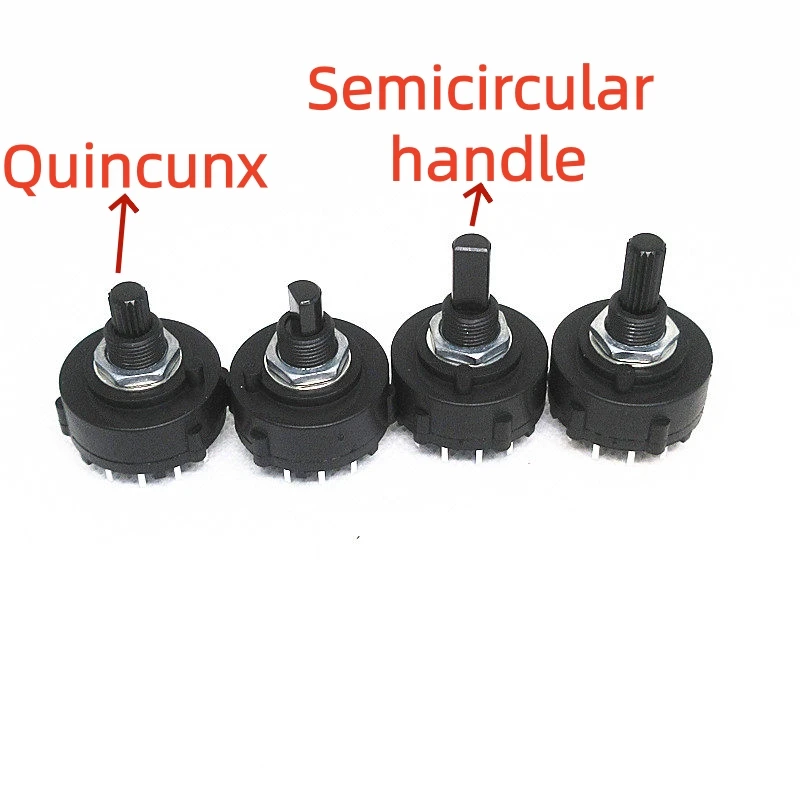 2PCS SR26 1 2 3 4 Pole 3 4 6 12 Position Selectable Band Rotary Channel Selector Switch Handle length 15/20MM