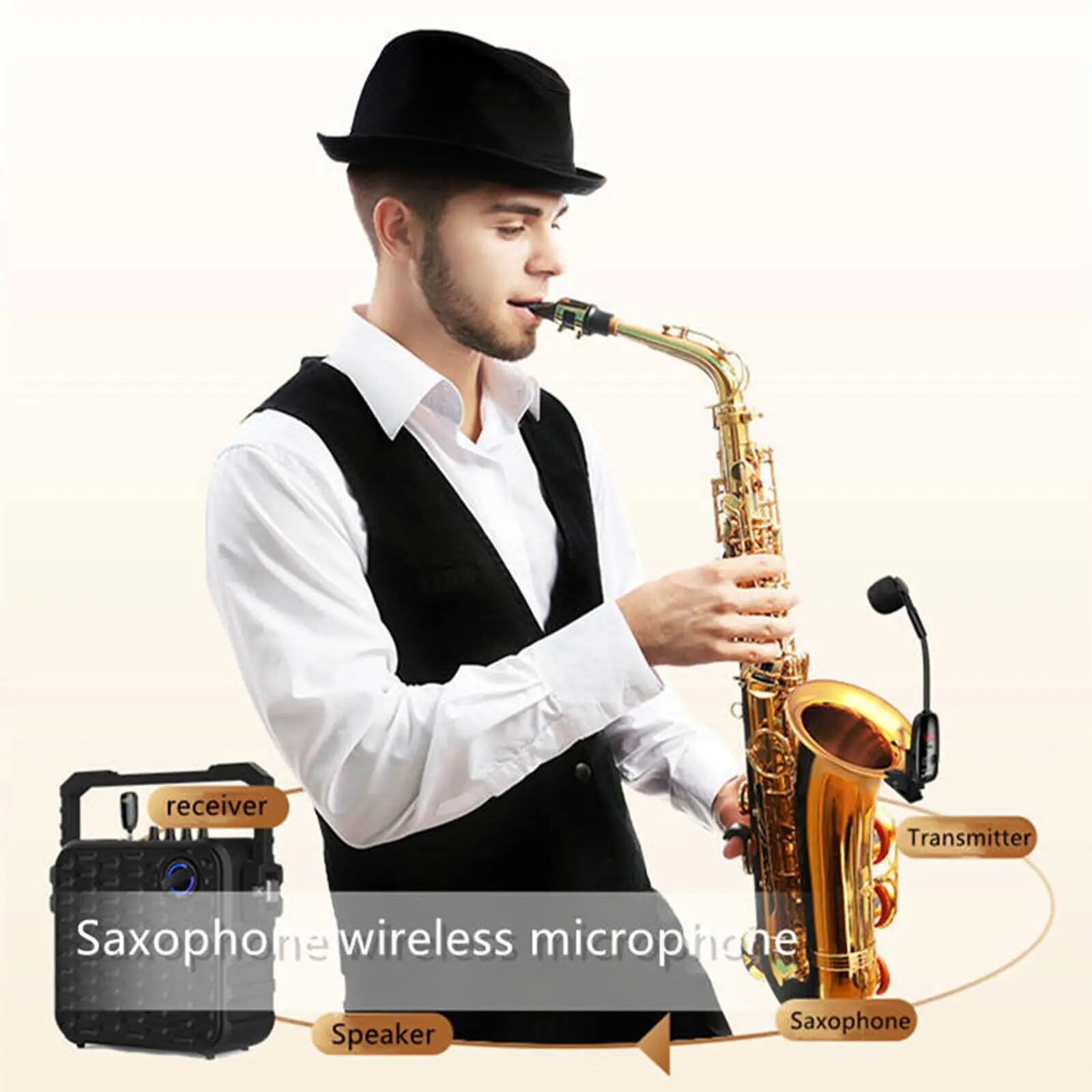 

Uhf Wireless Saxophone Microphone System Clip On Musical Instruments for Saxophone Trumpet Sax Wireless Receiver Transmitter