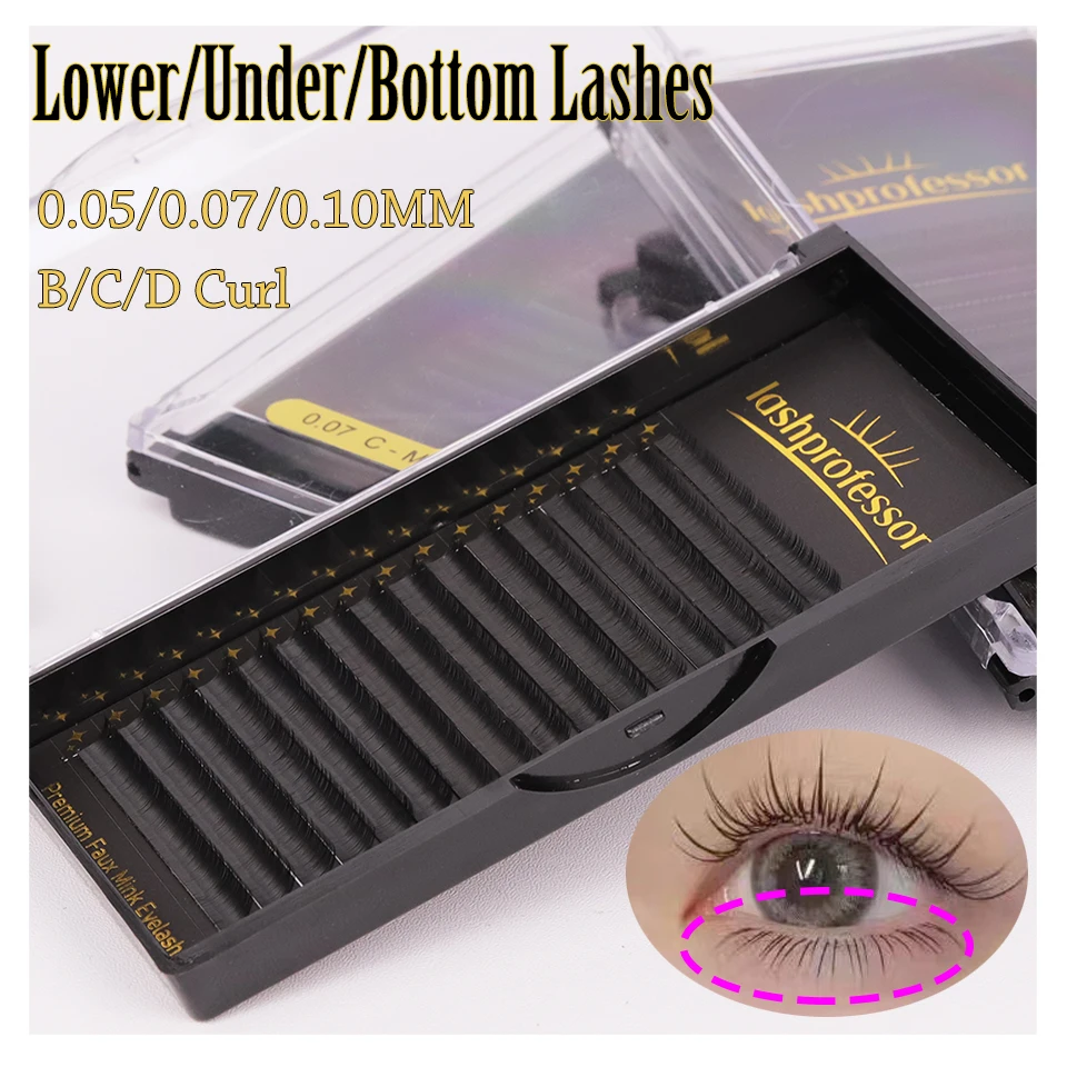 

Lashprofessor Cashmere Volume/Classic Eyelash Extensions Matte Black Soft 0.03-0.07mm 5-25mm Lower/Under/Bottom Lash Extensions