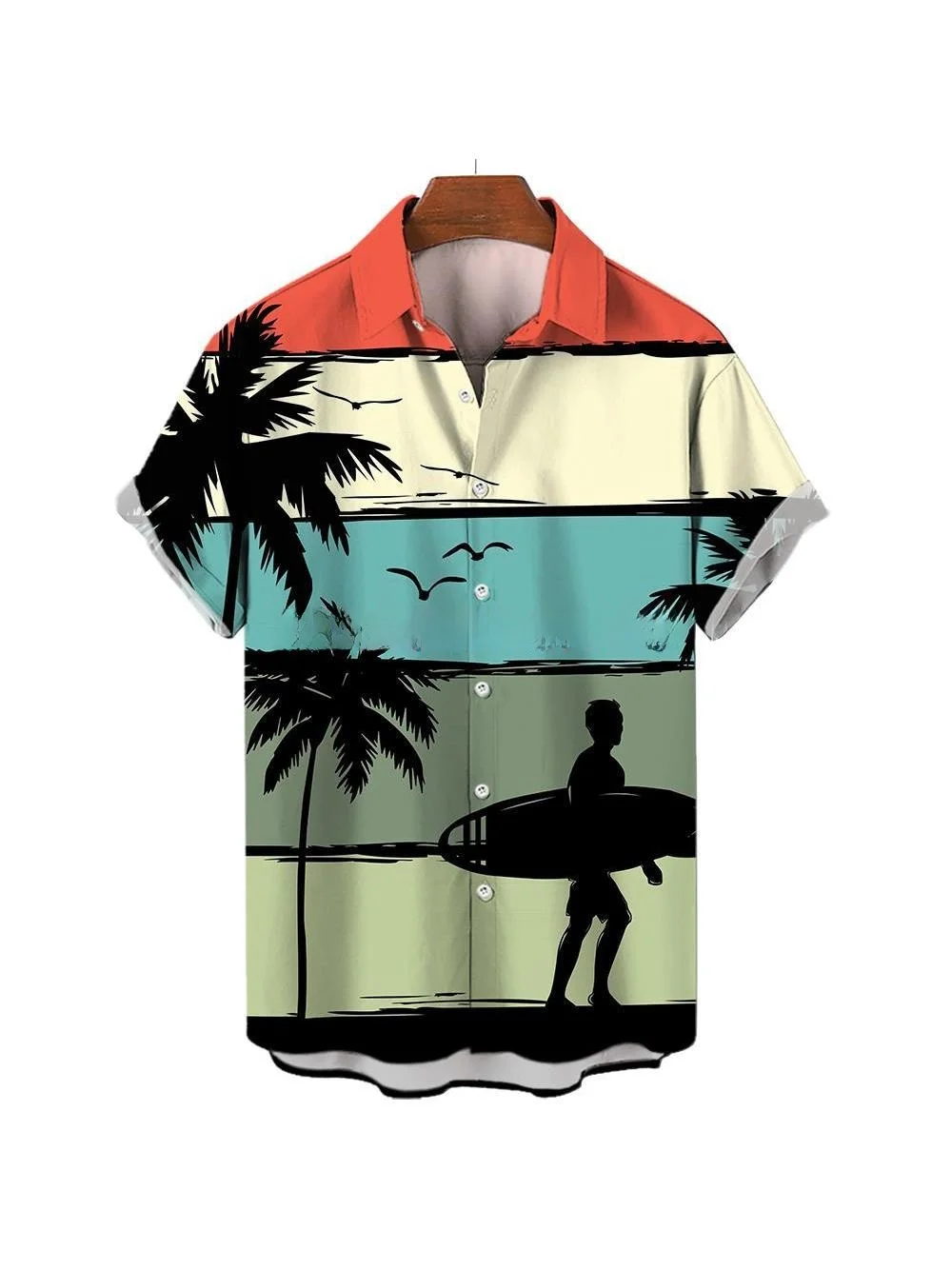 

Мужская рубашка с коротким рукавом и воротником, с 3D цифровым принтом в пляжном стиле, повседневная одежда свободного кроя, модная мужская рубашка для осеннего сезона