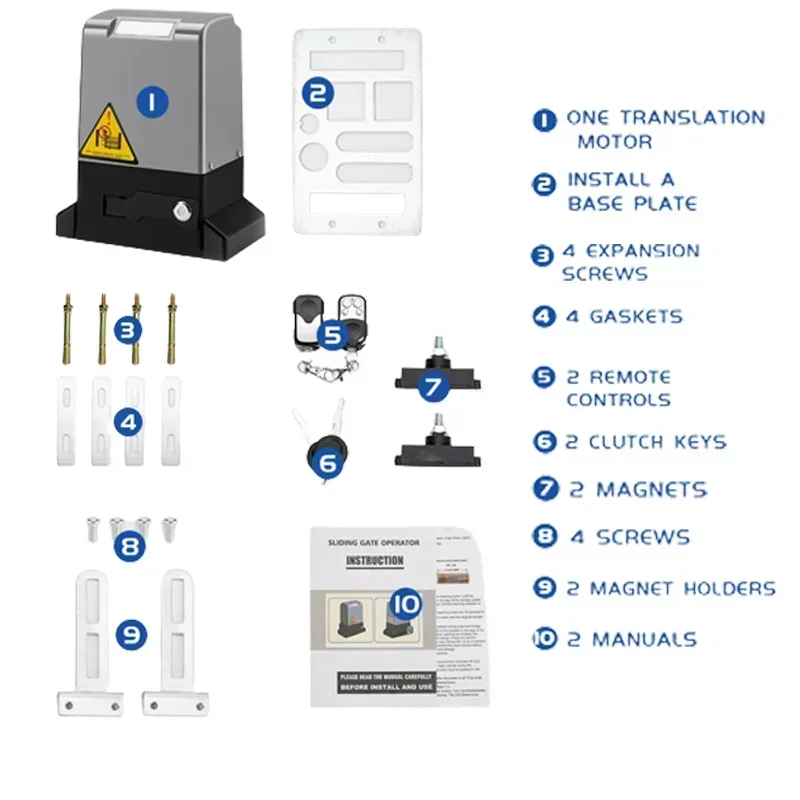 High Power Smart WiFi tuya 220V 1200W for 1600kg Sliding gate opener Magnetic Limit Switch Sliding door motor