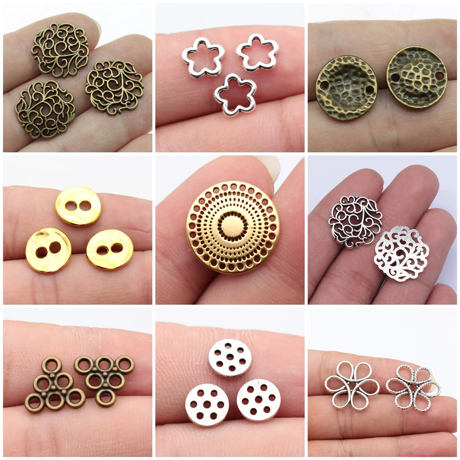 Hollow Circle Floral Slice Link Connectors Findings For DIY Bracelet Necklace Jewelry Making Supplies