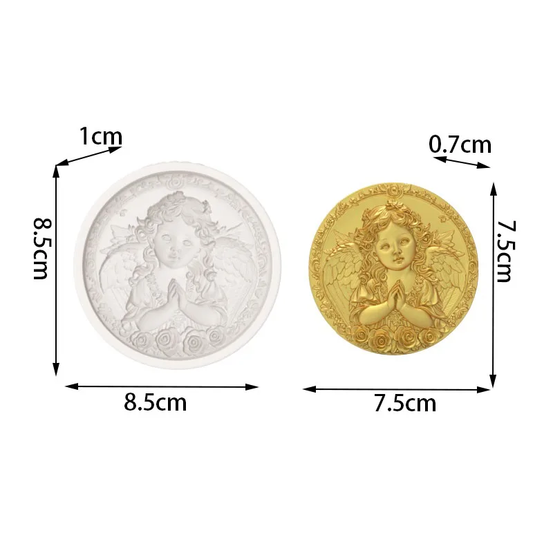 【Flower Wreath Praying Angel Silicone Baking Mold】3D Rose Circle Angel Shape Chocolate Candy Fondant Decoration Mold