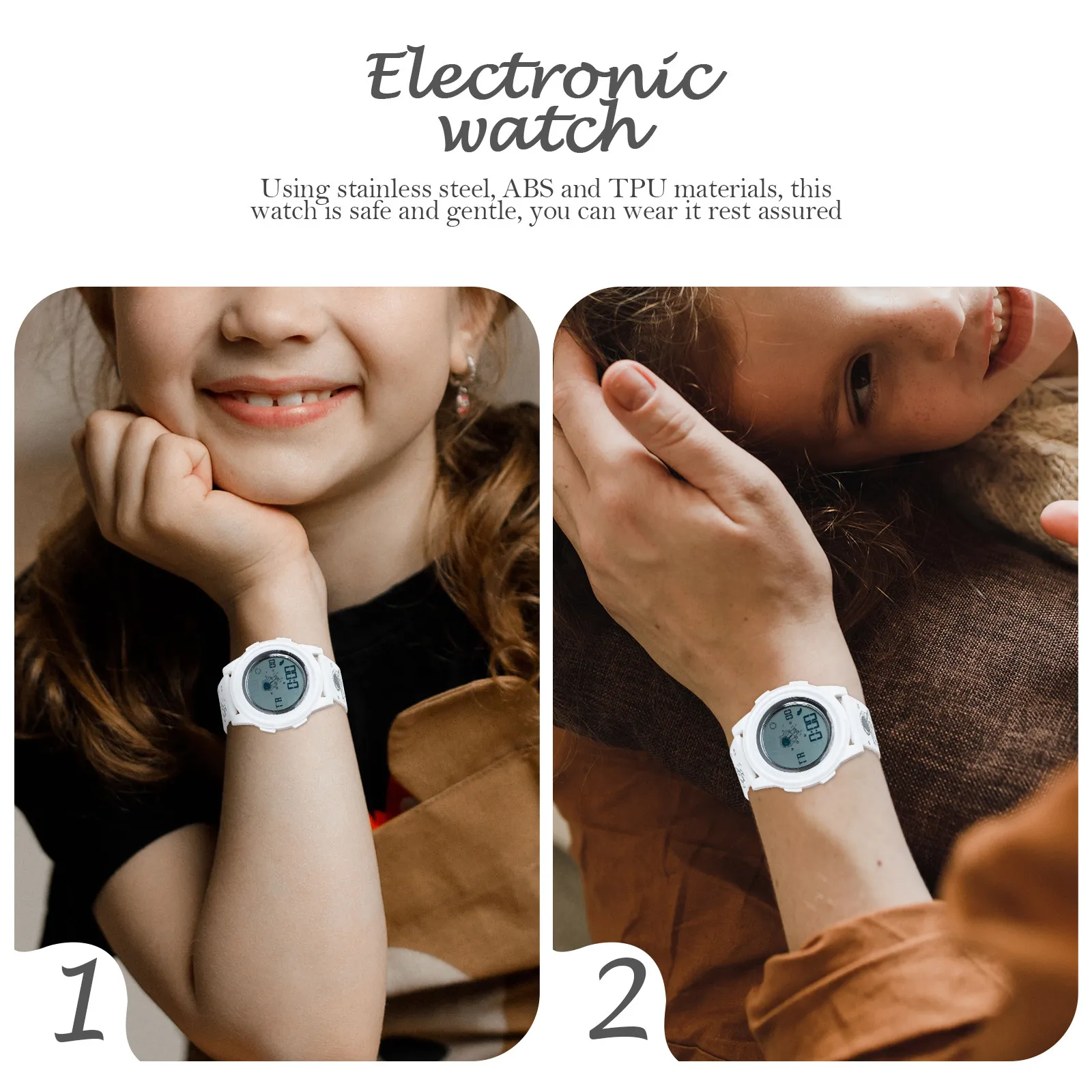 

Электронные часы для детей из нержавеющей стали, АБС-пластика и ТПУ, светящиеся, цифровые, унисекс, спортивные наручные часы для мальчиков, девочек и студентов