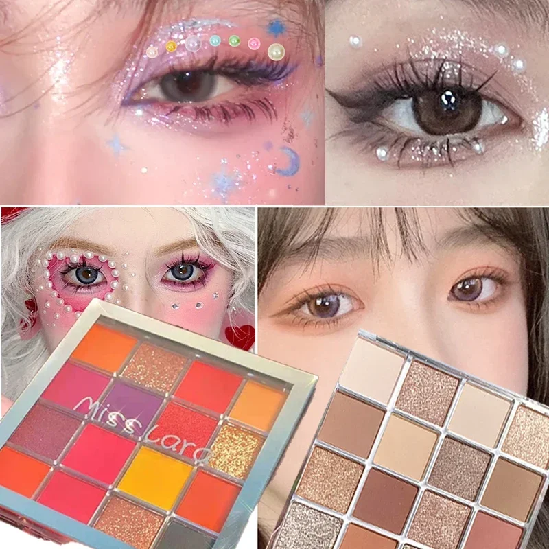 2 Types 16 Colors Colorful Eyes Shadow Paleta Nude Shiny Eyeshadow Palette Shimmer Matte Long Lasting Waterproof Eye Pigment