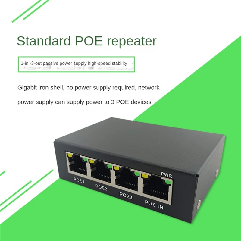 Prolongateur de commutateur réseau POE, 4 ports, 100/1000m, stéréo IEEESterilial, 3Af/At Plug & Play pour commutateur PoE, NVR, caméra IP I-