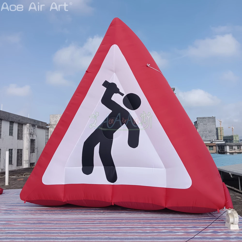 Outdoor verkeerswaarschuwing slogan opblaasbare logo muur met gratis ventilator voor reclame of activiteiten