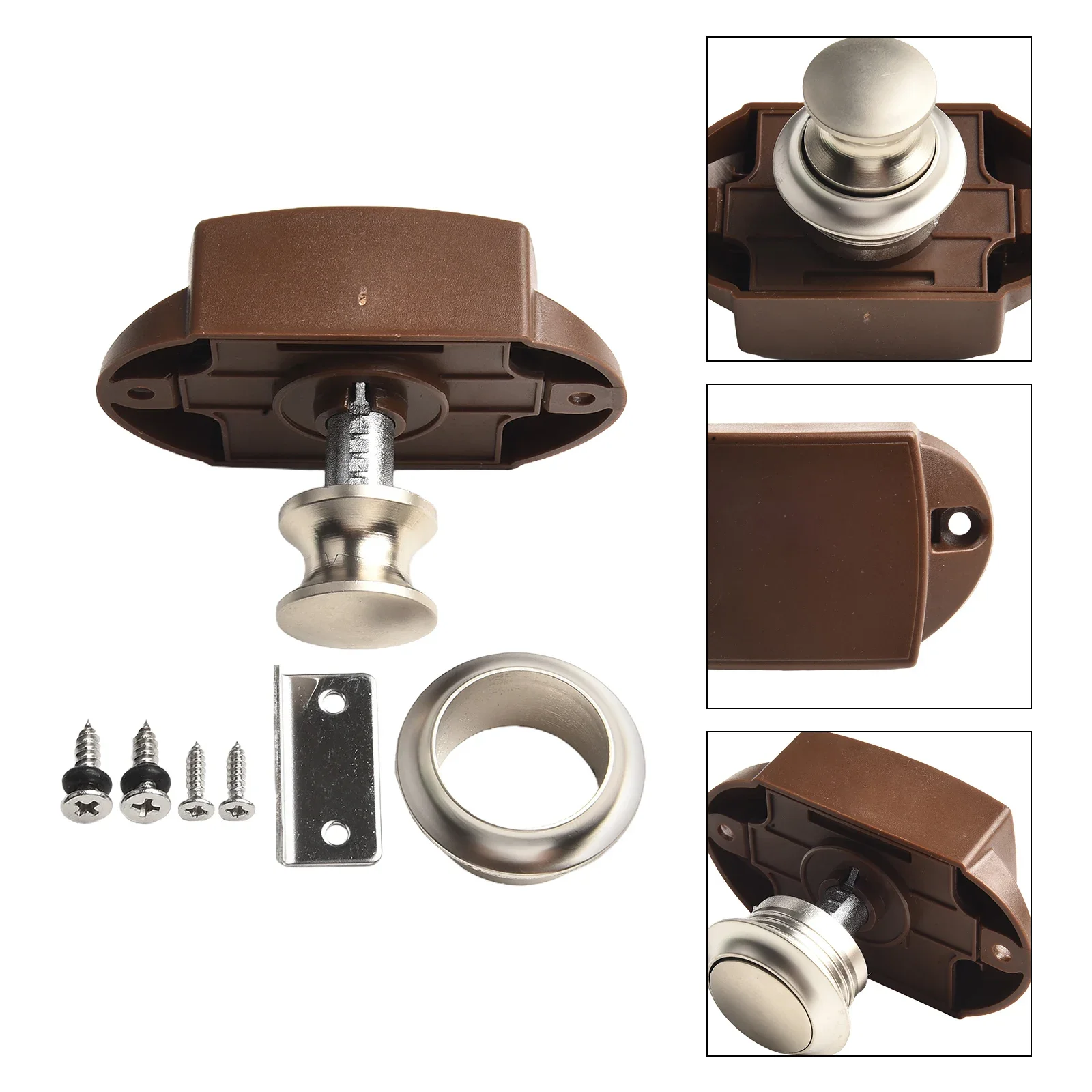 Lock For RV Push Button Lock Furniture 15mm-20mm ABS Lock Housing Beautiful Appearance Color Elegant Matt Nickel