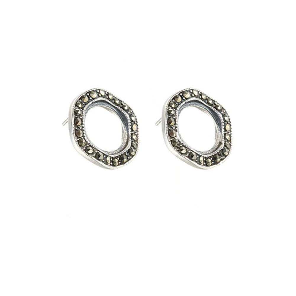 

Earring Settings (11x11mm Round Blank) Thai Sterling Silver Rhinestone Earring Studs for Round Cabochons