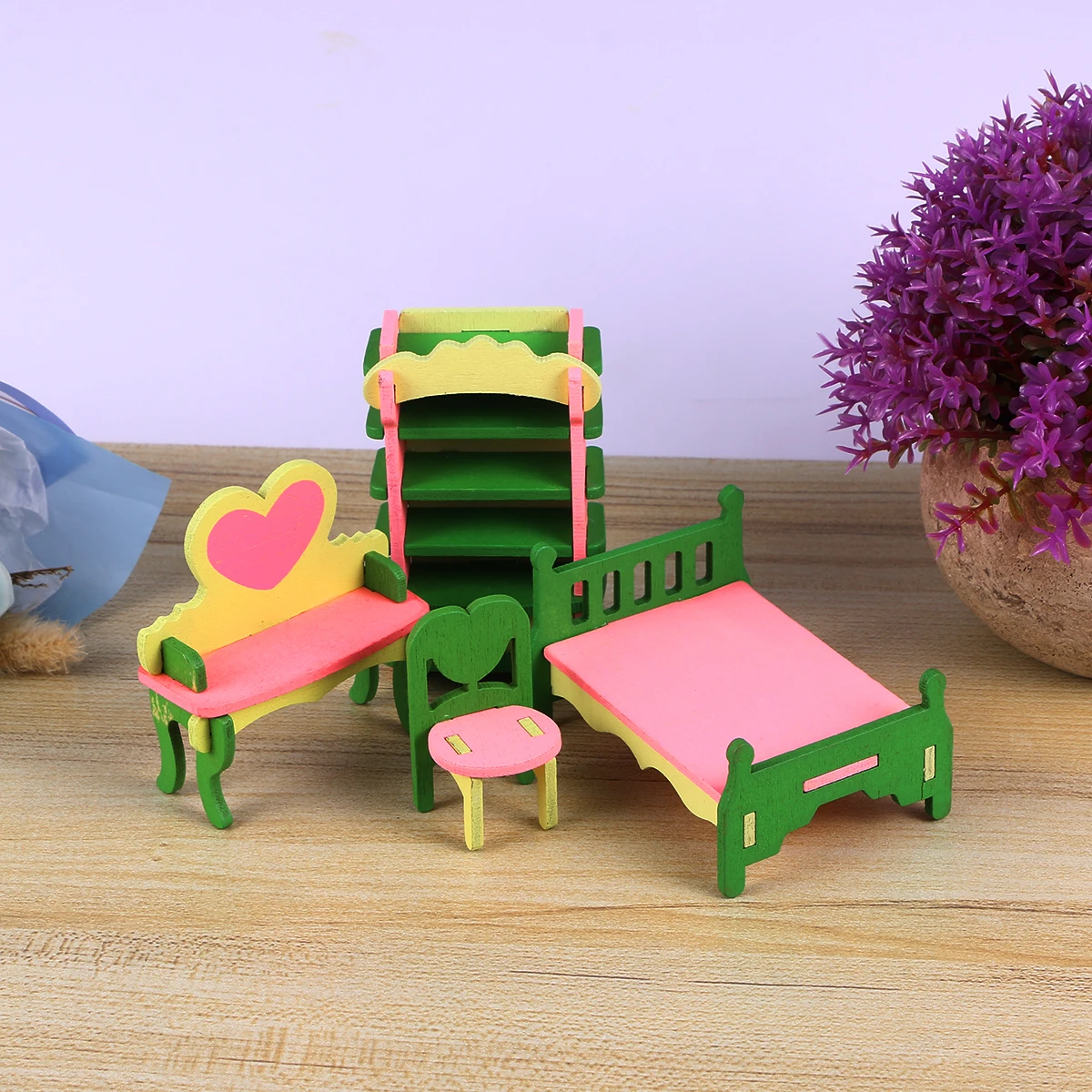 

4 Pcs Mini Furniture Wooden Toys Educational Exercise Ability DIY Handmade Kids