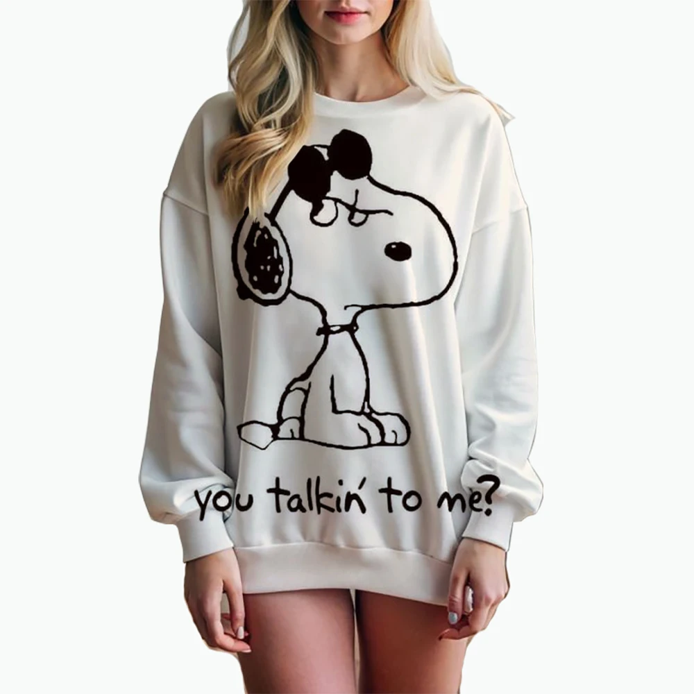 New Sweatshirts Women Autumn Cartoon Print Tops Long Sleeve Lady Tees Cute Snoopy print Korean edition Sweatshirts hot sale