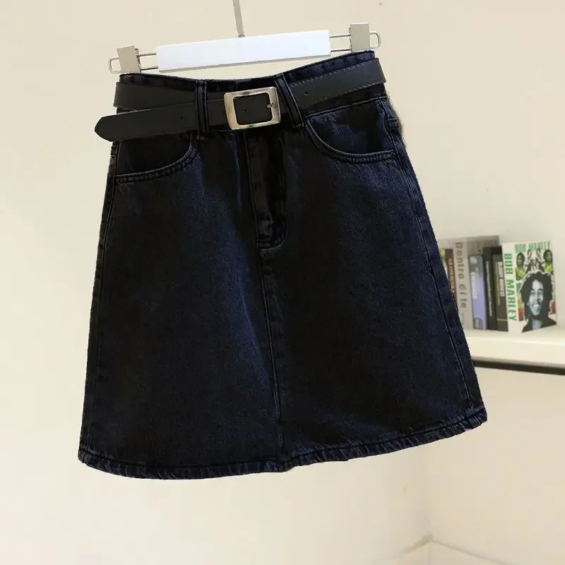 Zipper Female Jeans Skirts Midi Blue Mini Women's Denim Skirt with Pocket Short Premium New in Streetwear Casual Korean Fashion