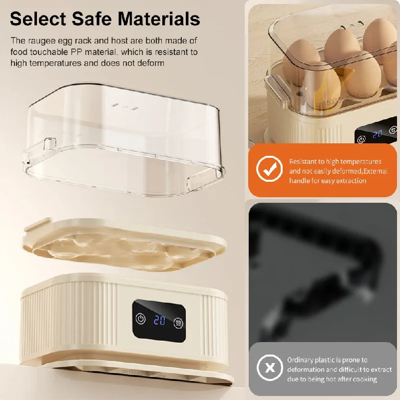 Electric Egg Boiler Mini Egg Cooker With Timer Auto-Shut Off Egg Steamer Breakfast Egg Maker 6 Eggs Boiled Machine Egg Cooker