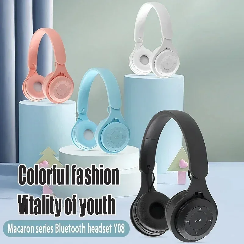 Cuffie Bluetooth Wireless Y08 originali con microfono riduzione del rumore Pc Gamer Girl Smartphone Music Sport Choice regali per bambini