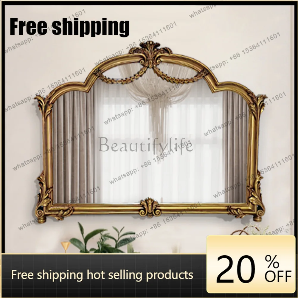 Best Sellers French Retro Bathroom Mirror Carving Art Makeup Mirror Guard
