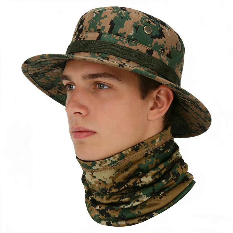 2-Piece Set: Boonie Bucket Hat + Multi-Color Neck Gaiter (20 Colors Available)