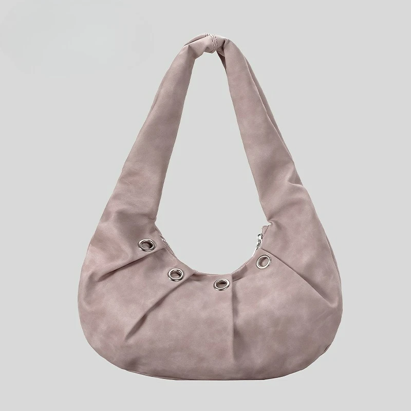 

2025 винтажные леопардовые сумки на плечо для женщин, плиссированные сумки с заклепками для подмышек, большие вместительные кожаные дорожные сумки-тоут