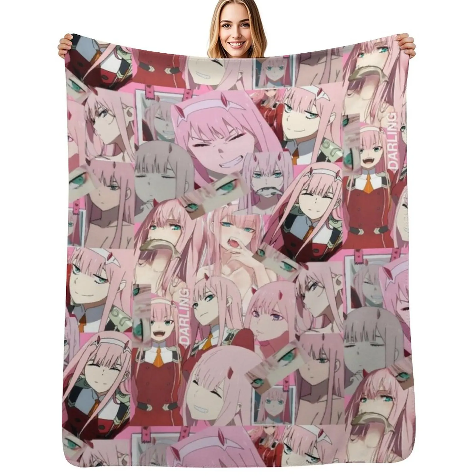 zero two collage Throw Blanket Long Lasting Soft Plush Blanket for Daily Use