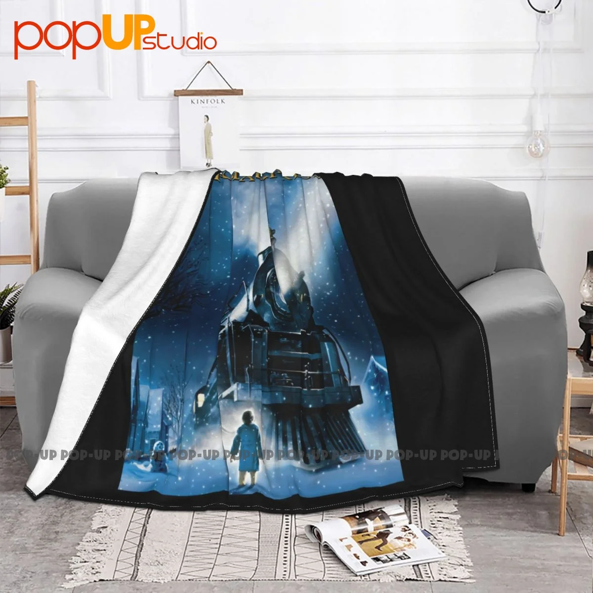 The Polar Express Movie Train Heading Down The Tracks Blanket Sheet Breathable Faux Fur Mink