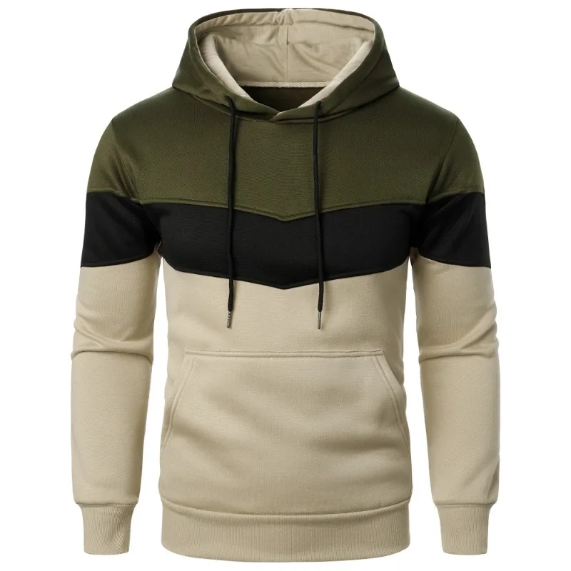 Autumn Long Sleeve Hooded Sweaters Winter Warm Match Color Sweatshirts Casual Streetwear Outdoor Sports Tracksuit Men