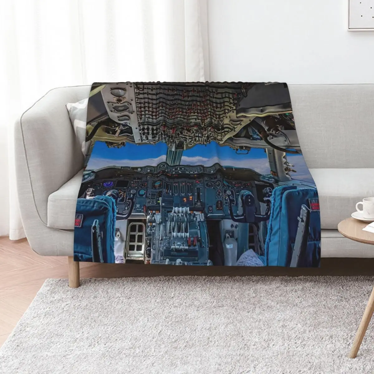 747 Cockpit Throw Blanket Luxury Throw Flannel Fabric heavy to sleep for sofa Decorative Beds Sofa Quilt Blankets