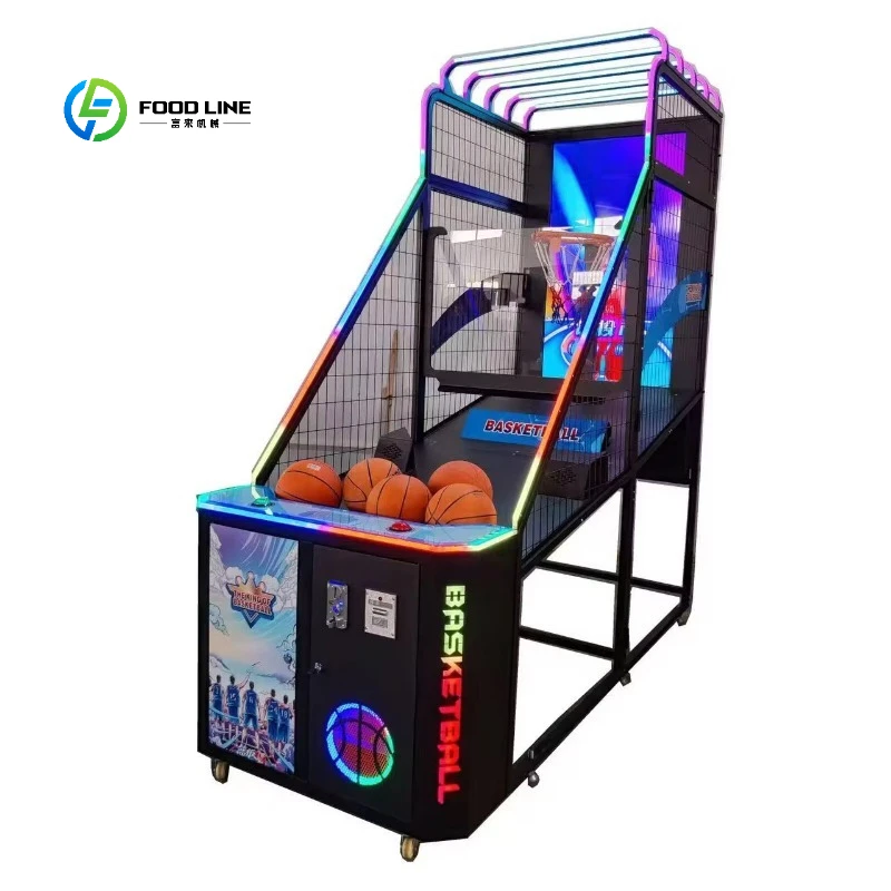 FL LED Basketball Arcade Machine, Coin-Operated Auto-Score Shooting Game for Amusement Center Customized