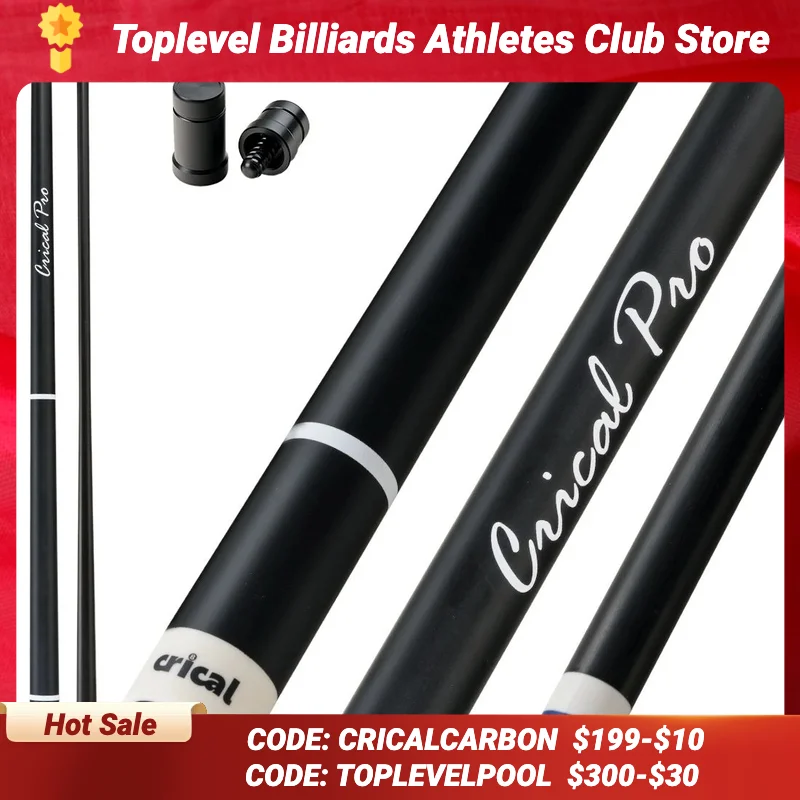 

CRICAL CL-PRO Carbon Fiber Pool Cue Stick Black Technology Low Deflection 12.4mm Tip 3 * 8/8 Joint Pin Professional 1/2 Billiard