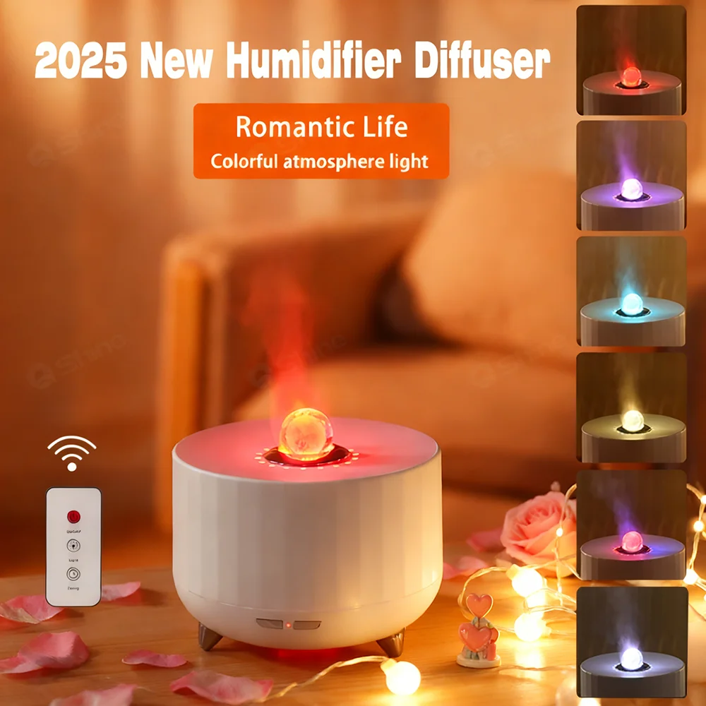 1PC Wall Plug Simulated Flame Aroma Diffuser Air Humidifier with Colorful Night Light, Essential Oil Diffuser for Home Office