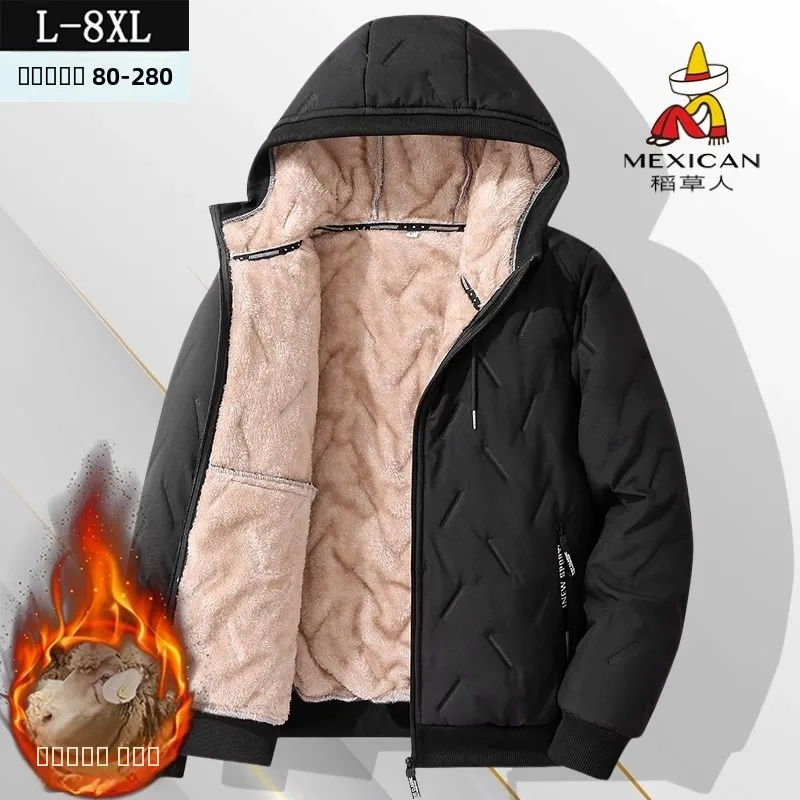 

Men's Thiened Fce Cotton Jaet Lamb Velvet Winter Coat Warmth Oversize Anti-Cold Cotton Clothing Zipper Closure Casual ...