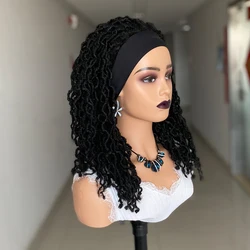 Synthetic Dreadlock Headband Wigs For Black Women Braided Curly Wigs Soft Locs Crochet Braiding Hair Faux Locs Headband Wig