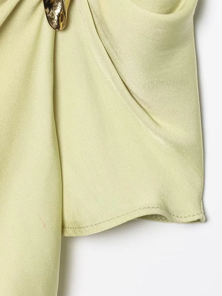 2025 damskie letnie podkoszulki na ramiączkach moda solidna plisowana asymetryczna satynowa kobieca elegancka odzież uliczna