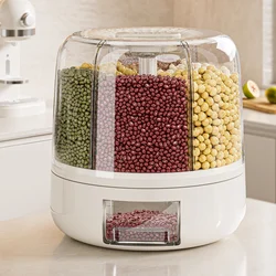 Rotating Rice Dispenser 5/10KG 360 Degree Sealed Moisture-Proof Grain Bucket Pet Food Container Convenient Food Storage